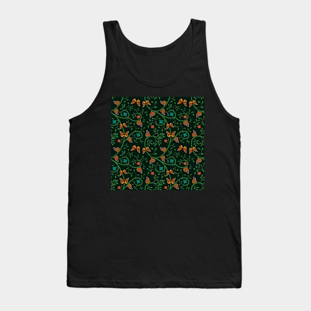 Monarch Butterflies and Flowers Pattern Tank Top by andybirkey